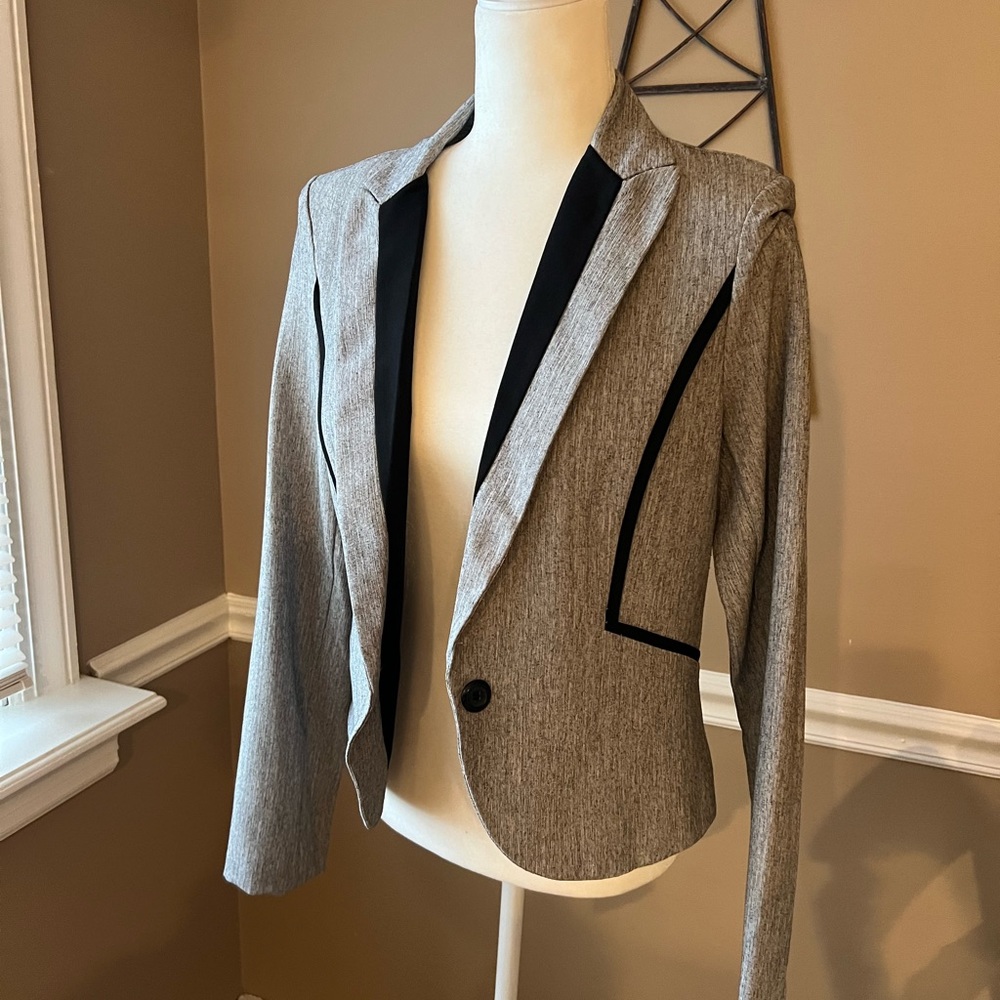Women’s Grey and Black Blazer
